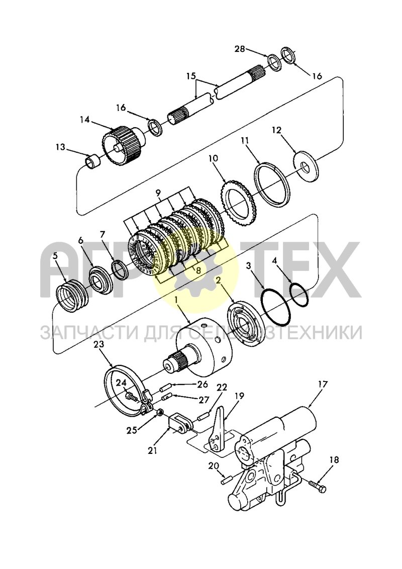 Чертеж Pto Clutch Valve & Related Parts (RC2.07.001)